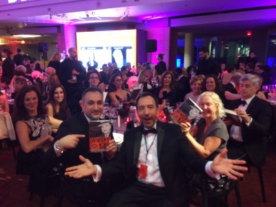 Trevor Cole surrounded by generous patrons at the 2017 Biblio Bash